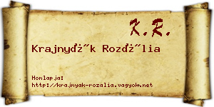 Krajnyák Rozália névjegykártya